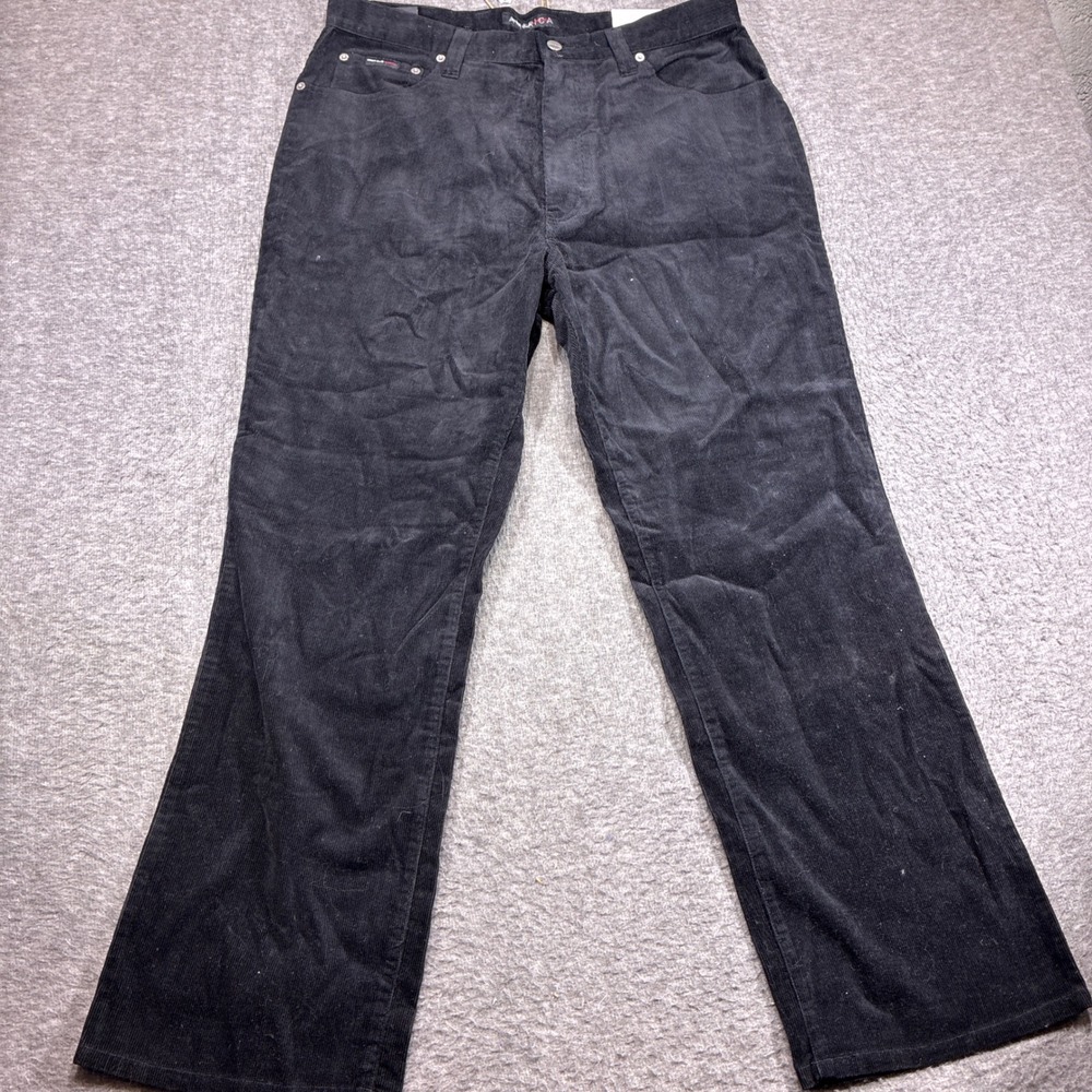 Perry Ellis America Corduroy Pants Mens 36x30 Black Straight Leg NWT Office